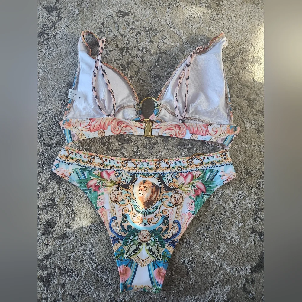 Desigual Baroque Floral Pink and Gold Bikini Set
